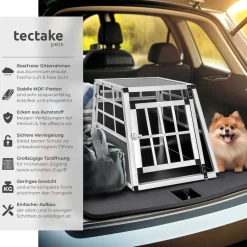 tectake® Hundetransportbox single, mit gerader Rückwand, verschließbare Gittertür, mit schützenden Kunststoffecken