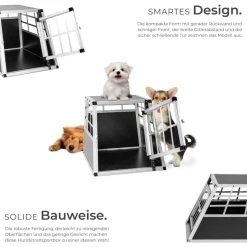 tectake® Hundetransportbox single, mit gerader Rückwand, verschließbare Gittertür, mit schützenden Kunststoffecken