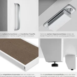 tectake® Katzenschrank, versteckte Eingänge an den Innenseiten, Belüftungslöcher und 4 höhenverstellbare Beine, inklusive Kratzmatte, 120 x 52 x 65 cm