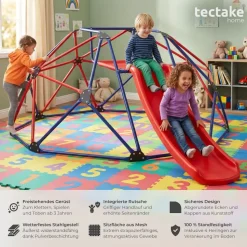 tectake® Klettergerüst mit Rutsche, 185 x 243 x 90 cm, Sitzfläche aus Meshgewebe, ab 3 Jahren, inklusive 4 Heringe