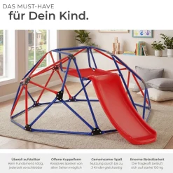 tectake® Klettergerüst mit Rutsche, 185 x 243 x 90 cm, Sitzfläche aus Meshgewebe, ab 3 Jahren, inklusive 4 Heringe