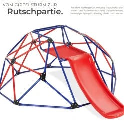 tectake® Klettergerüst mit Rutsche, 185 x 243 x 90 cm, Sitzfläche aus Meshgewebe, ab 3 Jahren, inklusive 4 Heringe