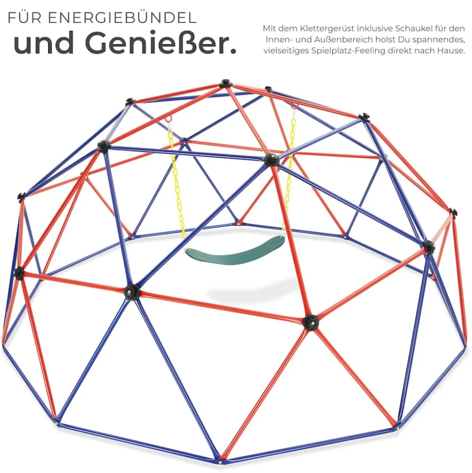 tectake® Klettergerüst mit Schaukel, Ø 305 cm, Belastbarkeit 200 kg, ab 3 Jahren