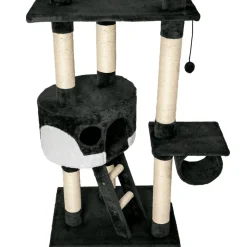 tectake® Kratzbaum, 243 bis 260 cm, mit 2 Katzenhäusern, inklusive 2 Treppen, 2 Spielbällen, Deckenspanner und Kippschutz