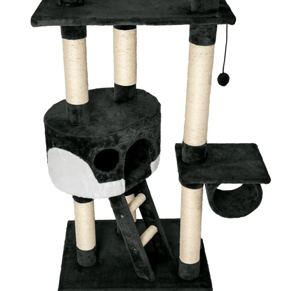 tectake® Kratzbaum, 243 bis 260 cm, mit 2 Katzenhäusern, inklusive 2 Treppen, 2 Spielbällen, Deckenspanner und Kippschutz