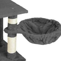 tectake® Kratzbaum, 141 cm, mit Katzenhaus, inklusive Treppe, Spielkordel und Kippschutz