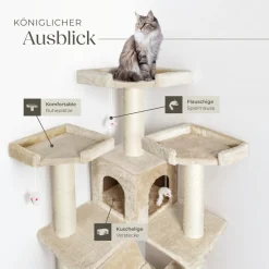 tectake® Kratzbaum, 186 cm, mit 2 Katzenhäusern, inklusive 2 Treppen, 4 Spielmäusen und Kippschutz