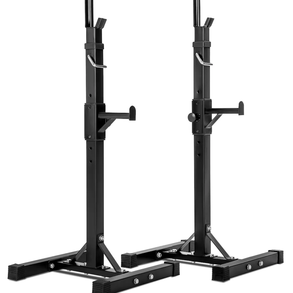 tectake® Langhantelablage, multifunktional, seitliche Ablage 6-fach höhenverstellbar, bodenschonende Kunststoffkappen