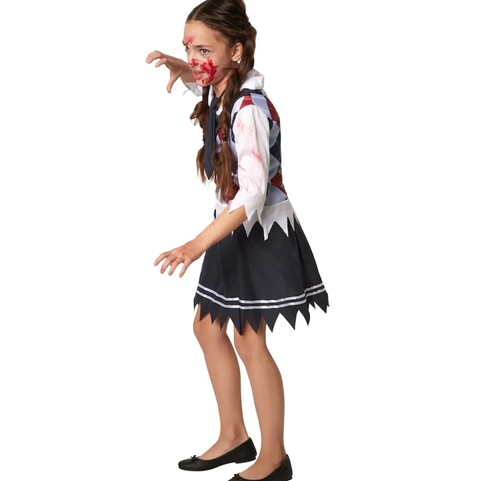 tectake® Mädchenkostüm gruseliges Zombie Schulmädchen