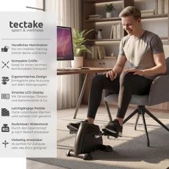 tectake® Mini Bike, Für Beine und Arme, einstellbarer Widerstand, leicht und platzsparend, inklusive Trainingscomputer