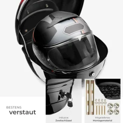 tectake® Motorradkoffer, Volumen 22 l, für Mofas, Roller, Motorräder und Quads, großer Reflektor