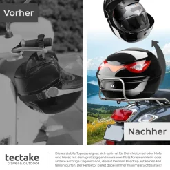 tectake® Motorradkoffer, Volumen 22 l, für Mofas, Roller, Motorräder und Quads, großer Reflektor