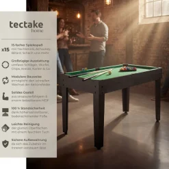 tectake® Multifunktionaler Spieltisch, 15in1, strapazierfähiges MDF, 125 x 123 x 83 cm