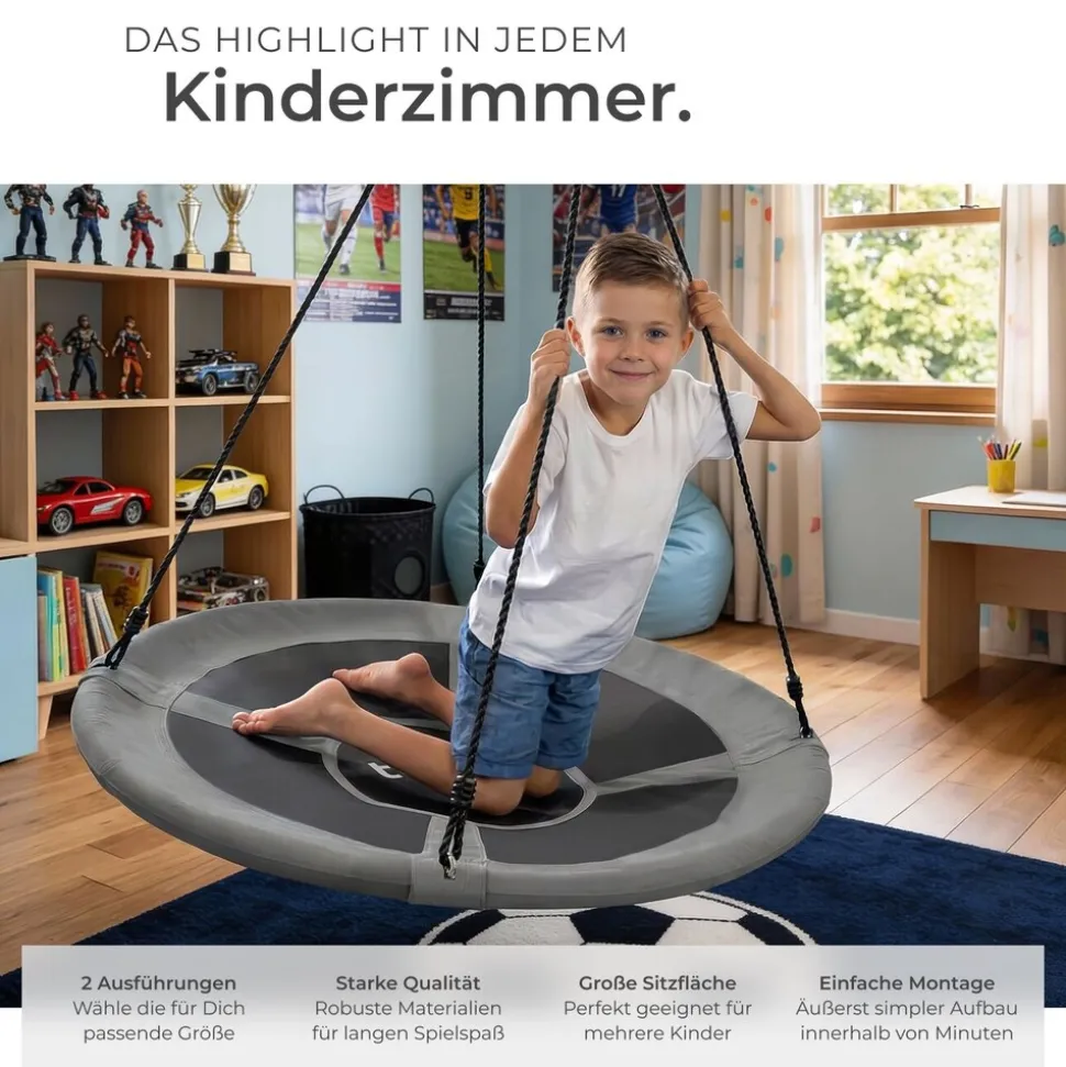 tectake® Nestschaukel, 120 kg Belastbarkeit, gepolsterter Rand, Textilene-Bespannung