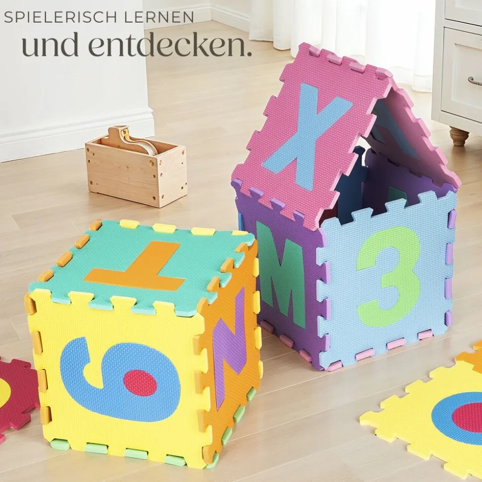 tectake® Puzzlematte, 86-teilig, aus EVA-Schaumstoff, Gesamtfläche: 3,6 m²,jedes Teil 31,5 x 31,5 x 1 cm