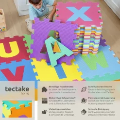 tectake® Puzzlematte, 86-teilig, aus EVA-Schaumstoff, Gesamtfläche: 3,6 m²,jedes Teil 31,5 x 31,5 x 1 cm