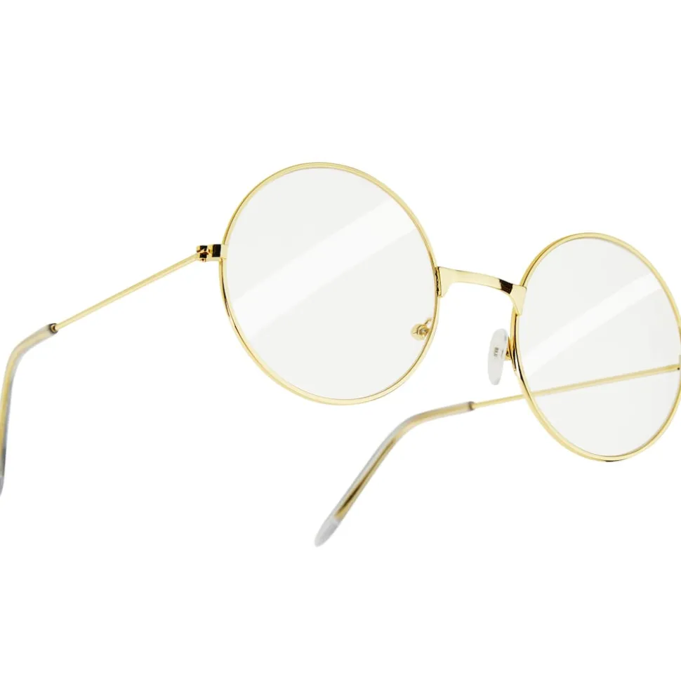 tectake® Runde Retrobrille mit goldenem Rahmen