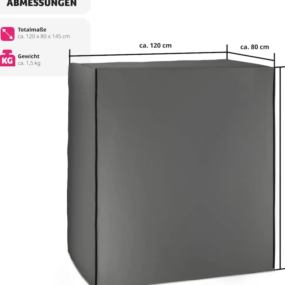 tectake® Schutzhülle für Strandkorb, mit 2 Reißverschlüssen, reißfest, UV-beständig, 120 x 80 x 145 cm