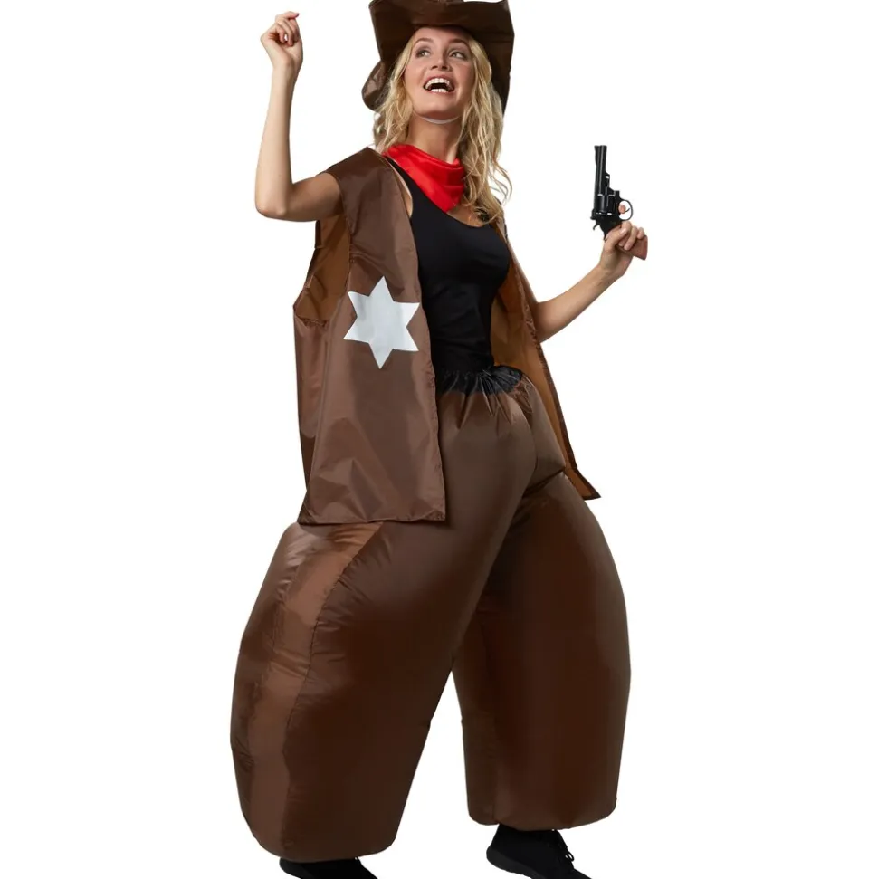 tectake® Selbstaufblasbares Kostüm Cowboy