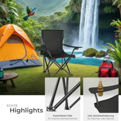 tectake® Set Campingstuhl, faltbar, geringes Gewicht, 80 x 48 x 84,5 cm