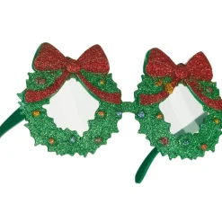 tectake® Spaßbrille Weihnachtskranz mit Schleife