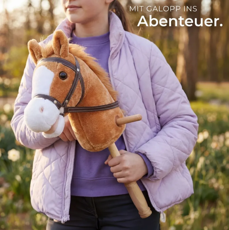 tectake® Steckenpferd, ab 24 Monaten, detailreiche Gestaltung, Gesamtlänge 103 cm