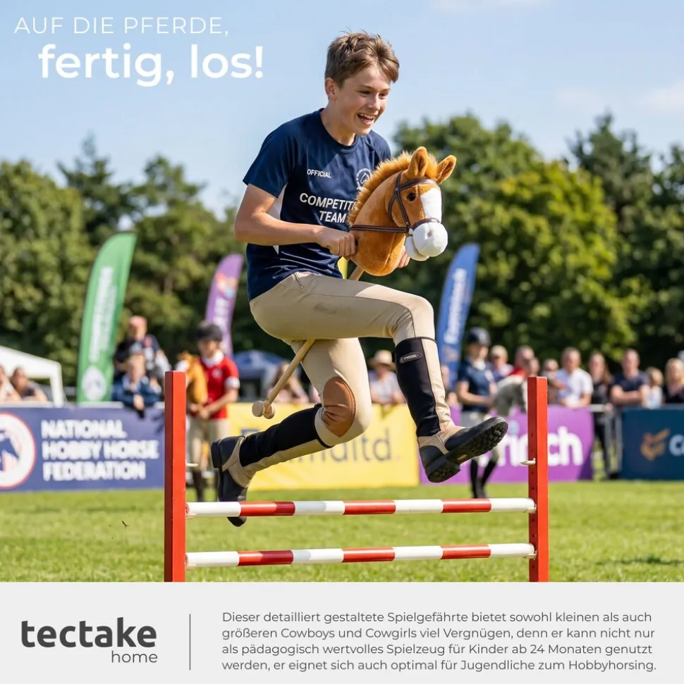 tectake® Steckenpferd, ab 24 Monaten, detailreiche Gestaltung, Gesamtlänge 103 cm