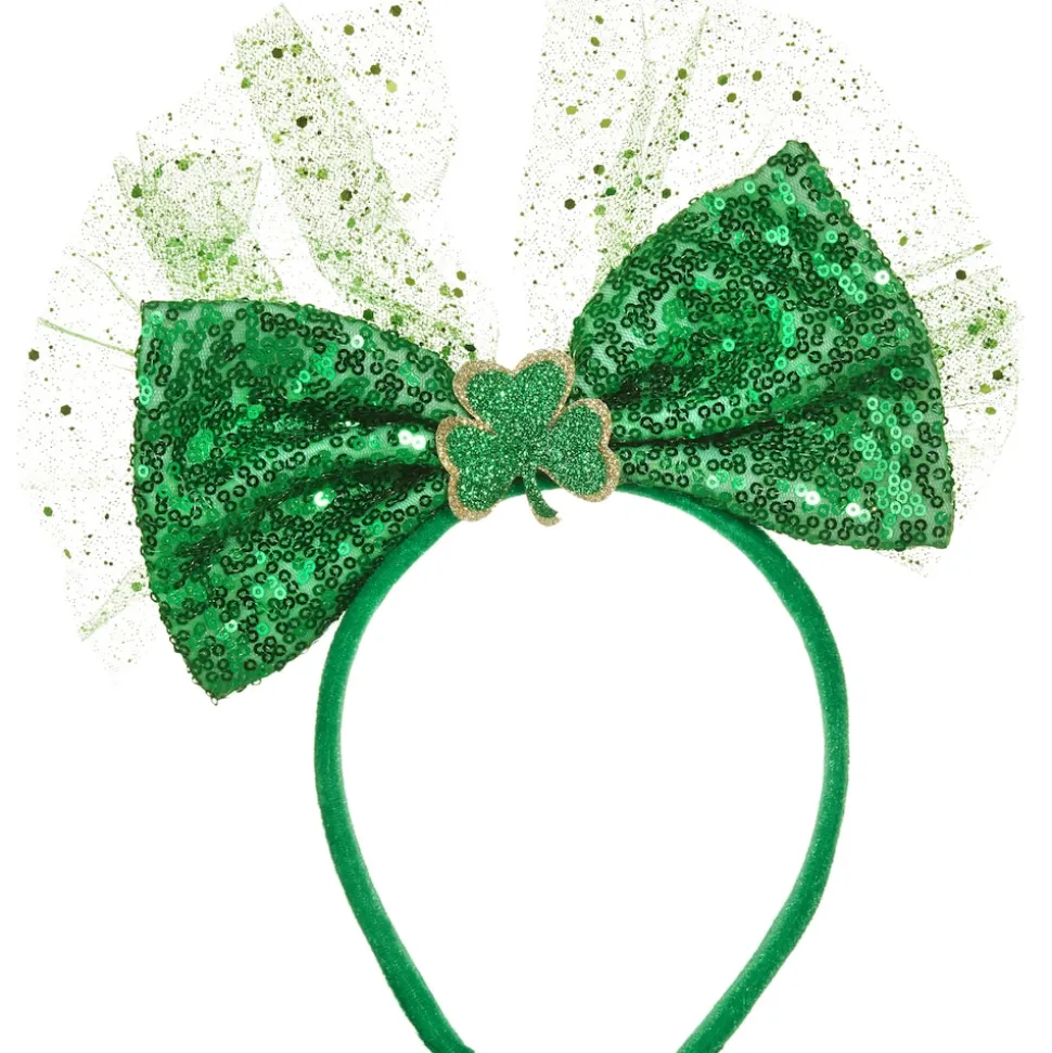tectake® St. Patrick’s Day Kopfschmuck Schleife mit Pailletten