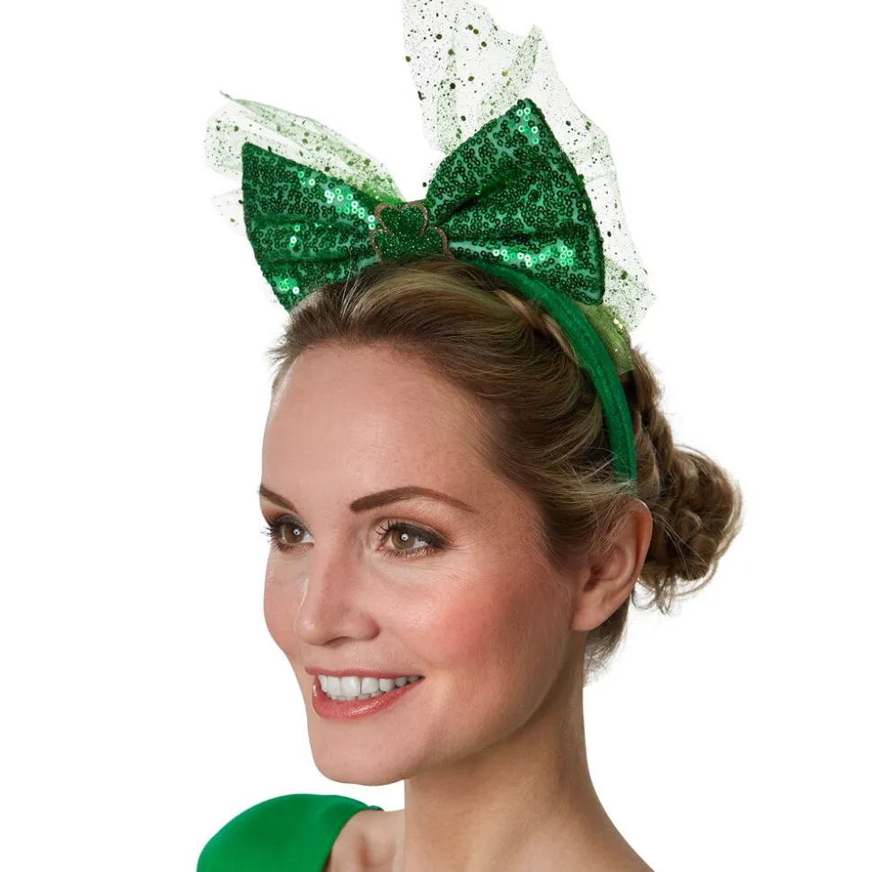 tectake® St. Patrick’s Day Kopfschmuck Schleife mit Pailletten