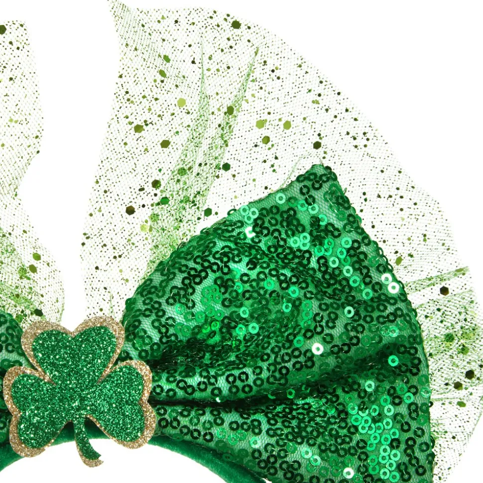 tectake® St. Patrick’s Day Kopfschmuck Schleife mit Pailletten