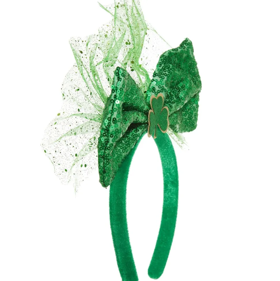 tectake® St. Patrick’s Day Kopfschmuck Schleife mit Pailletten