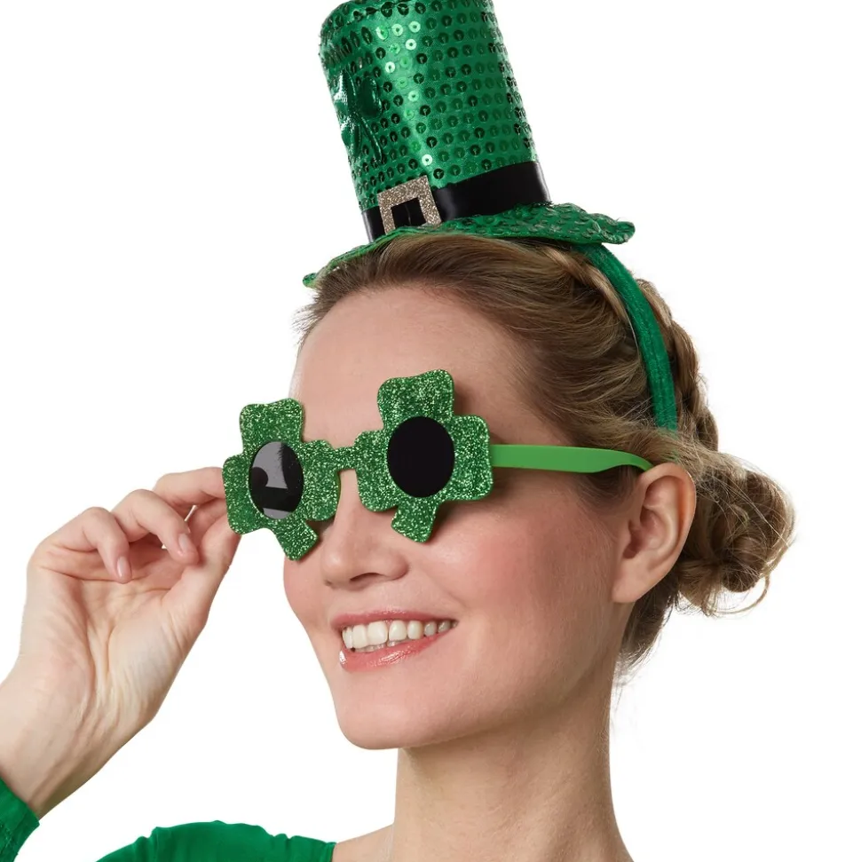 tectake® St. Patrick’s Day Spaßbrille Kleeblätter mit getönten Gläsern