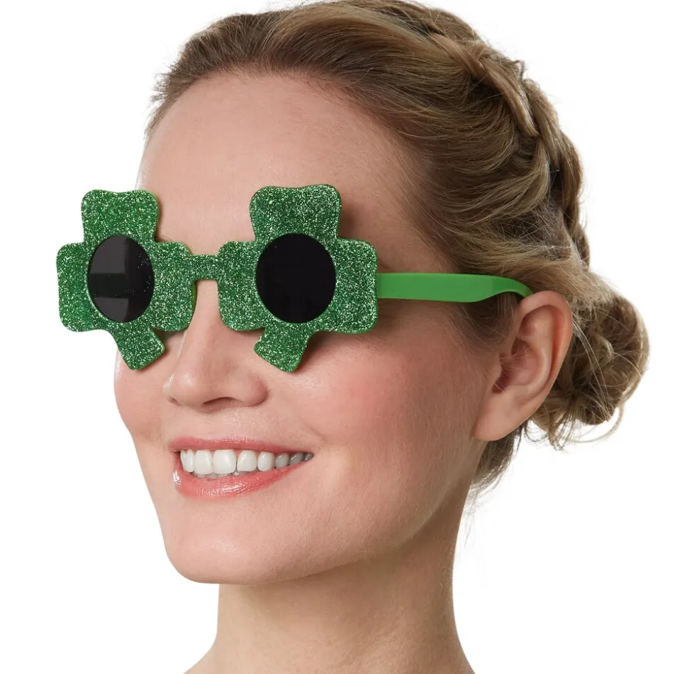 tectake® St. Patrick’s Day Spaßbrille Kleeblätter mit getönten Gläsern