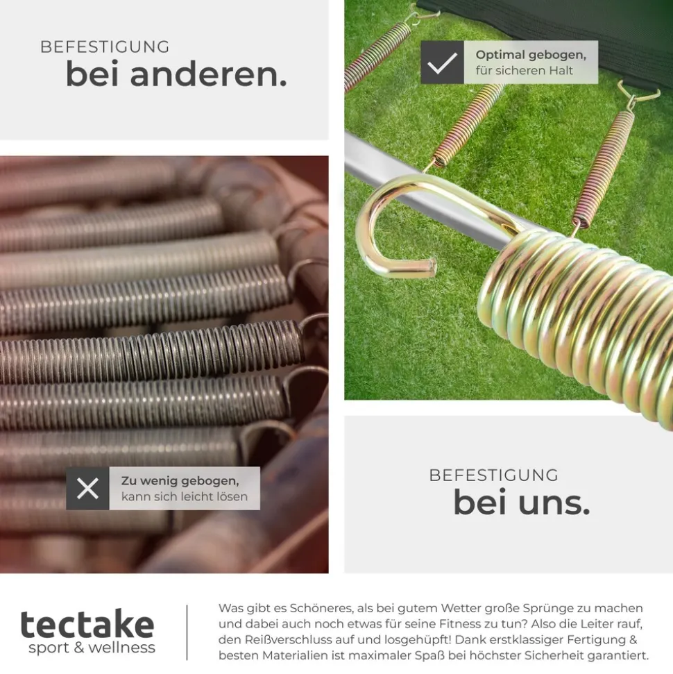 tectake® Trampolin, Ø 244 cm, GS zertifiziert, Randabdeckung, inklusive Einstiegsleiter