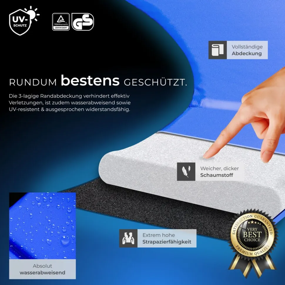 tectake® Trampolin, Ø 244 cm, GS zertifiziert, Randabdeckung, inklusive Einstiegsleiter