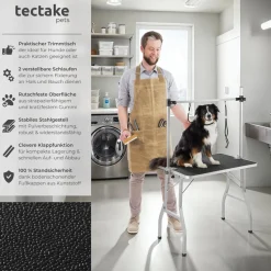 tectake® Trimmtisch, mit höhenverstellbarem Galgen und 2 Schlingen, rutschfeste und kratzfeste Gummibeschichtung, Belastbarkeit 60 kg