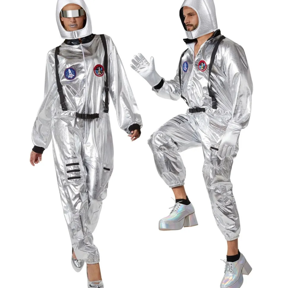 tectake® Unisexkostüm Astronaut mit Helm, Brille und Handschuhen