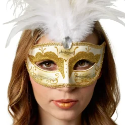 tectake® Venezianische Maske mit Federn