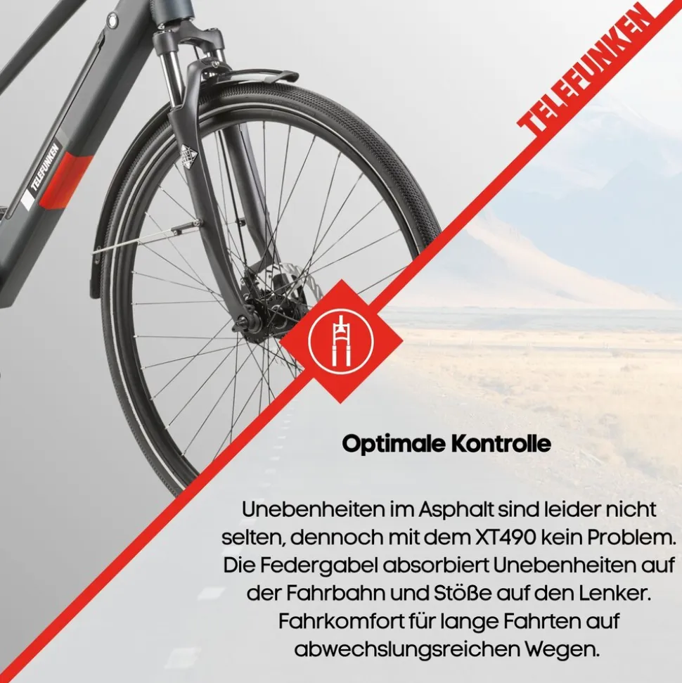 Telefunken Trekking E-Bike | Elektrofahrrad 28 Zoll | 8-Gang Kettenschaltung | Heckmotor 250W | 417,6Wh Akku | Pedelec XT490 Damen