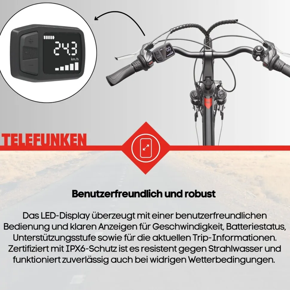 Telefunken Trekking E-Bike | Elektrofahrrad 28 Zoll | 21-Gang Kettenschaltung | Heckmotor 250W | 536,5Wh Akku | Pedelec XT485 Damen