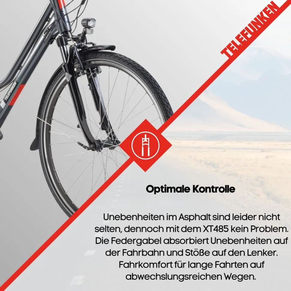 Telefunken Trekking E-Bike | Elektrofahrrad 28 Zoll | 21-Gang Kettenschaltung | Heckmotor 250W | 536,5Wh Akku | Pedelec XT485 Damen