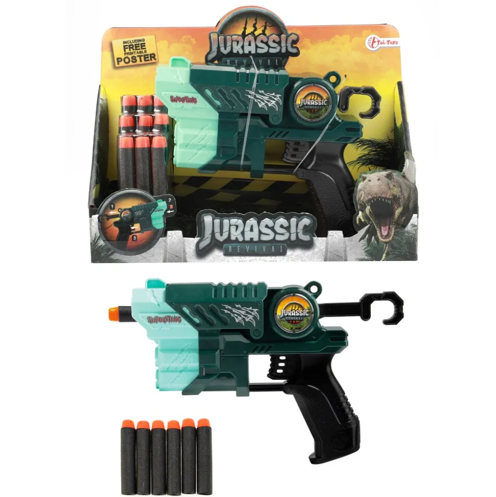 Toi-Toys 32850A - WORLD OF DINOSAURS - Dino-Pistole mit 9 Schaumstoffpfeilen Spielzeugpistole Dinosaurier