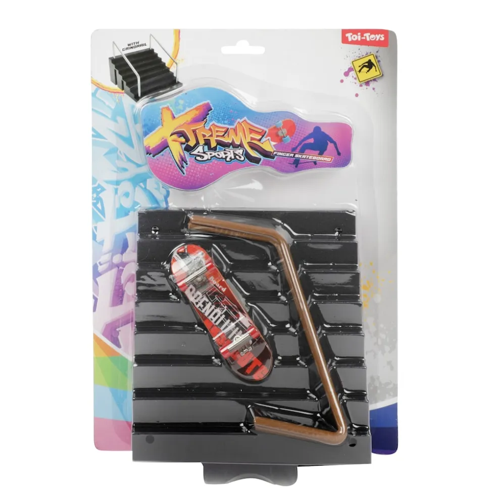 Toi-Toys 35556A - XTREME Finger-Skateboard - mit Treppe mit Handläufen (4-teilig) Skaterpark Skater Fingerskateboard