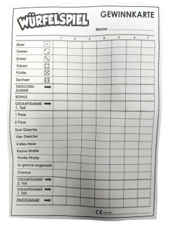 Toi-Toys 51081A - XXL Würfelspiel (deutsch) - Punkteblock inkl 5 Würfeln Gesellschaftsspiel Familienspiel
