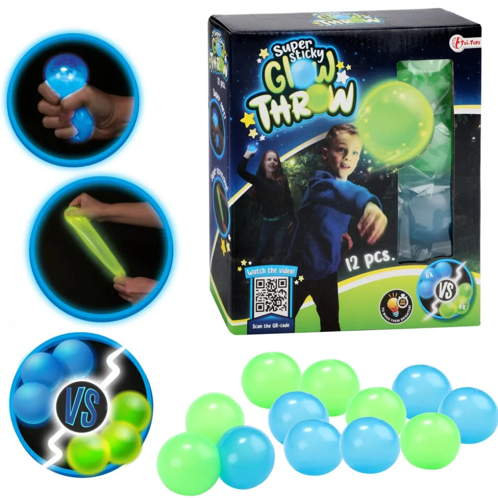 Toi-Toys - Fluoreszierende Bälle - Glow Throw (12 Stück) super sticky leuchtend leuchtende balls dark Dunkelheit