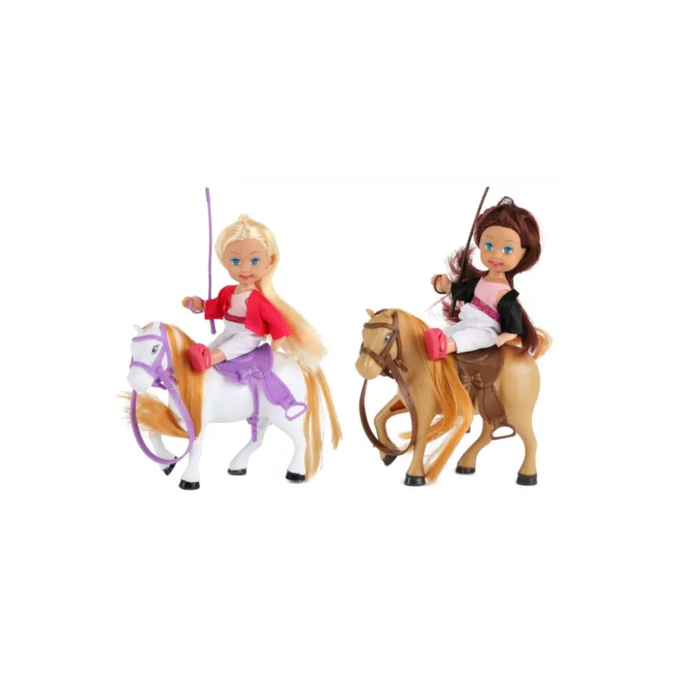 Toi-Toys - LILLY Teenager-Puppen 12cm mit 2 Pferden, Halfter & Sattel Spielfigur