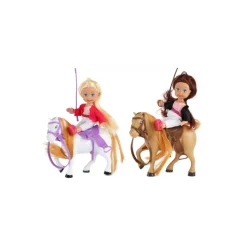 Toi-Toys - LILLY Teenager-Puppen 12cm mit 2 Pferden, Halfter & Sattel Spielfigur