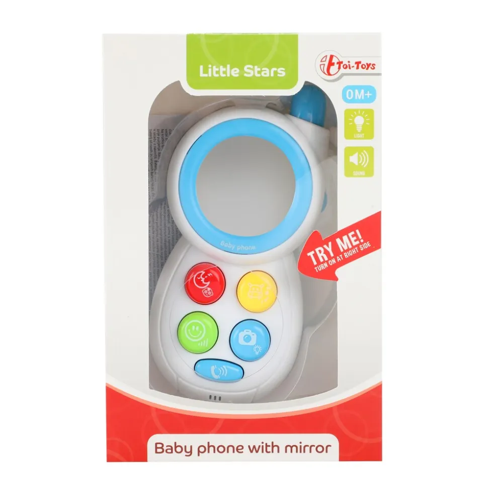 Toi-Toys LITTLE STARS Baby Telefon mit Spiegel, Licht & Sound – interaktives Spielzeug ab 0 Monaten