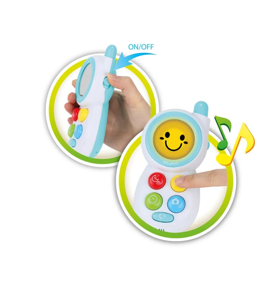 Toi-Toys LITTLE STARS Baby Telefon mit Spiegel, Licht & Sound – interaktives Spielzeug ab 0 Monaten