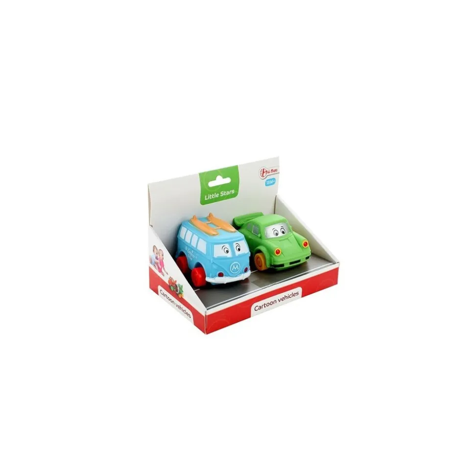 Toi-Toys - LITTLE STARS - 2 weiche PVC-Autos - Cartoon vehicles Baby Spielzeugautos Autos Fahrzeug